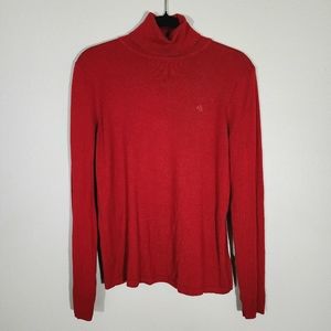 (EUC) LAUREN RALPH LAUREN Red Merino Wool Blend Turtleneck Sweater